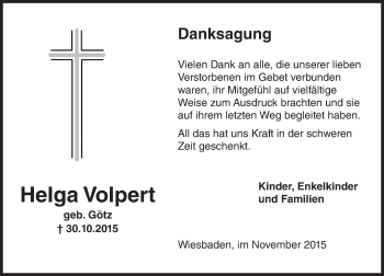 Traueranzeige von Helga Volpert von  Wiesbaden komplett