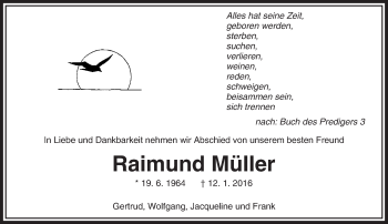 Traueranzeige von Raimund Müller von  Camberger Anzeiger