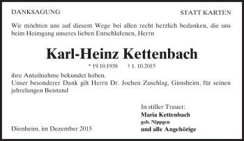 Traueranzeige von Karl-Heinz Kettenbach von  Landskrone