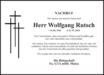 Traueranzeige von Wolfgang Rutsch von Trauerportal Rhein Main Presse Traueranzeige von Wolfgang Rutsch von Trauerportal Rhein Main Presse