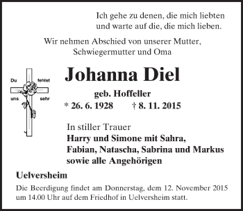 Traueranzeige von Johanna Diel von  Landskrone