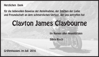 Traueranzeige von Clayton James Claybourne von Trauerportal Echo Online