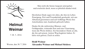 Traueranzeige von Helmut Weimar von Trauerportal Rhein Main Presse
