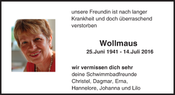 Traueranzeige von Wollmaus  von Trauerportal Rhein Main Presse