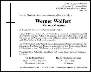 Traueranzeige von Werner Wolfert von Trauerportal Rhein Main Presse Traueranzeige von Werner Wolfert von Trauerportal Rhein Main Presse