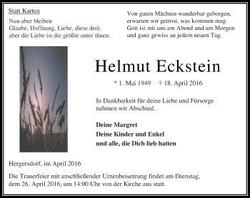 Traueranzeige von Helmut Eckstein von VRM Trauer