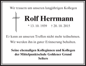Traueranzeige von Rolf Herrmann von  Camberger Anzeiger