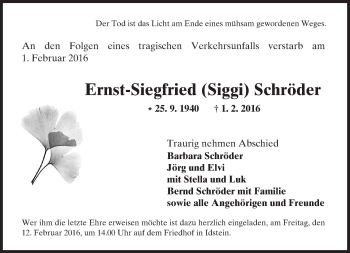 Traueranzeige von Ernst-Siegfried  Schröder von  Idsteiner Zeitung