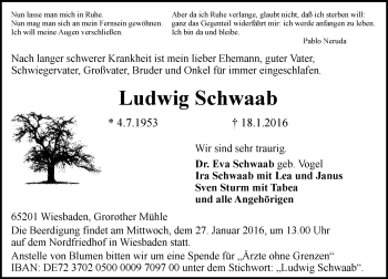Traueranzeige von Ludwig Schwaab von  Wiesbaden komplett
