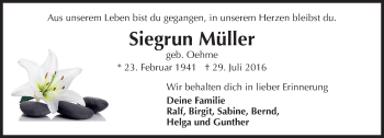 Traueranzeige von Siegrun Müller von Trauerportal Echo Online