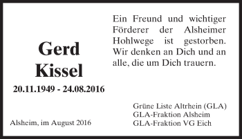 Traueranzeige von Gerd Kissel von Trauerportal Rhein Main Presse