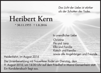Traueranzeige von Heribert Kern von Trauerportal Rhein Main Presse