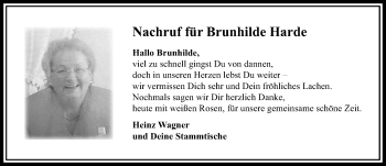 Traueranzeige von Brunhilde Harde von  Camberger Anzeiger