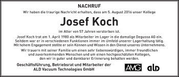 Traueranzeige von Josef Koch von  Gelnhäuser Tageblatt