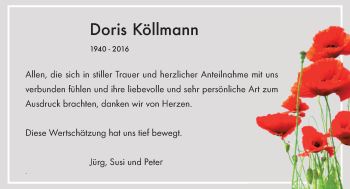 Traueranzeige von Doris Köllmann von Trauerportal Rhein Main Presse