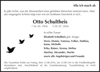 Traueranzeige von Otto Schultheis von Trauerportal Rhein Main Presse