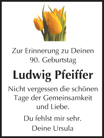 Traueranzeige von Ludwig Pfeiffer von Trauerportal Echo Online