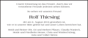 Traueranzeige von Rolf Thiesing von Trauerportal Rhein Main Presse