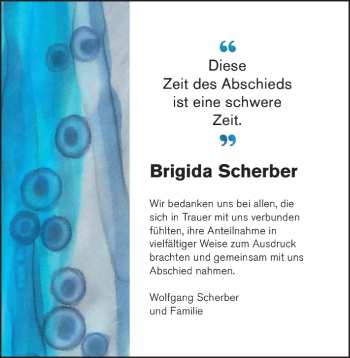 Traueranzeige von Brigida Scherber von Trauerportal Rhein Main Presse