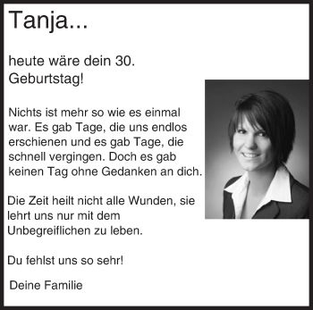 Traueranzeige von Tanja  von Trauerportal Echo Online