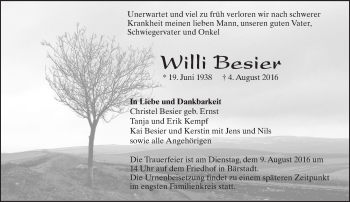 Traueranzeige von Willi Besier von Trauerportal Rhein Main Presse