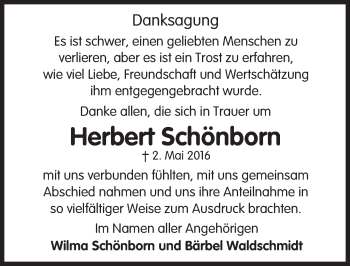 Traueranzeige von Herbert Schönborn von  Camberger Anzeiger