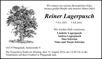 Traueranzeige von Reiner Lagerpusch von Trauerportal Echo Online