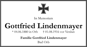 Traueranzeige von Gottfried Lindenmayer von  Gelnhäuser Tageblatt