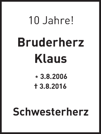 Traueranzeige von Klaus  von Trauerportal Echo Online