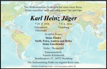 Traueranzeige von Karl Heinz Jäger von Trauerportal Echo Online