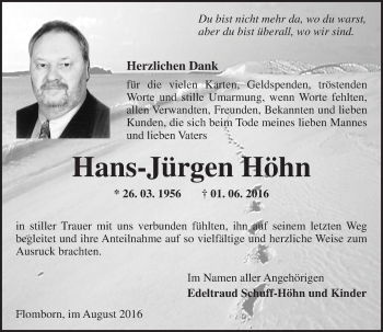 Traueranzeige von Hans-Jürgen Höhn von Trauerportal Rhein Main Presse