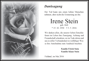 Traueranzeige von Irene Stein von VRM Trauer
