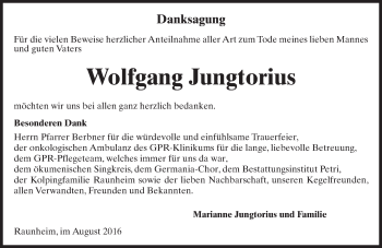 Traueranzeige von Wolfgang Jungtorius von Trauerportal Rhein Main Presse