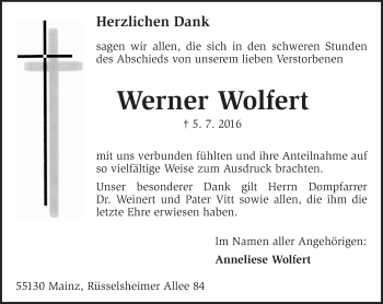 Traueranzeige von Werner Wolfert von Trauerportal Rhein Main Presse Traueranzeige von Werner Wolfert von Trauerportal Rhein Main Presse