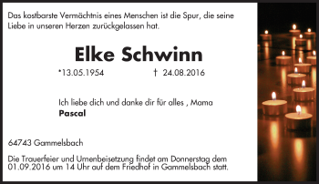 Traueranzeige von Elke Schwinn von Trauerportal Echo Online