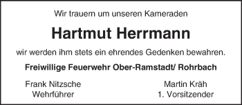 Traueranzeige von Hartmut Herrmann von Trauerportal Echo Online