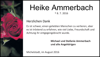 Traueranzeige von Heike Ammerbach von Trauerportal Echo Online