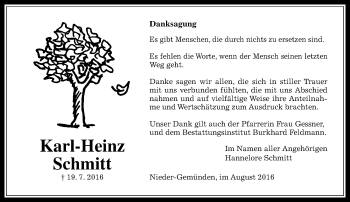 Traueranzeige von Karl-Heinz Schmitt von  OK Oberhessen Kurier