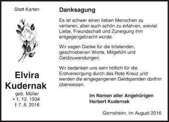Traueranzeige von Elvira Kudernak von Trauerportal Echo Online
