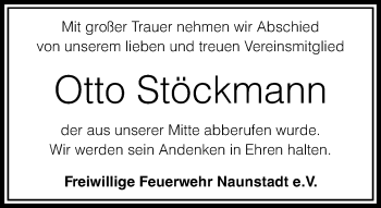 Traueranzeige von Otto Stöckmann von  Usinger Anzeiger