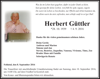 Traueranzeige von Herbert Güttler von VRM Trauer
