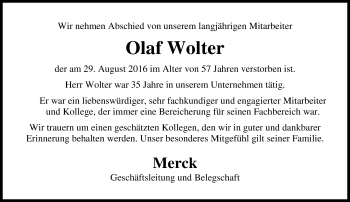 Traueranzeige von Olaf Wolter von Trauerportal Echo Online