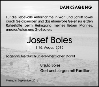 Traueranzeige von Josef Boles von Trauerportal Rhein Main Presse