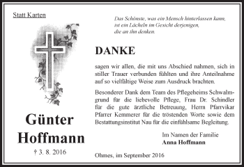 Traueranzeige von Günter Hoffmann von VRM Trauer