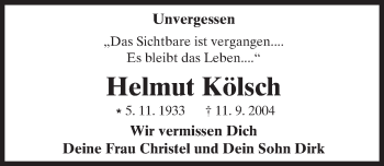 Traueranzeige von Helmut Kölsch von Trauerportal Rhein Main Presse