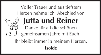 Traueranzeige von Jutta und Reiner  von Trauerportal Echo Online