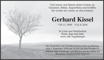 Traueranzeige von Gerhard Kissel von Trauerportal Rhein Main Presse