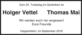 Traueranzeige von Holger und Thomas  von Trauerportal Echo Online