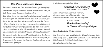 Traueranzeige von Gerhard Benckendorf von Trauerportal Rhein Main Presse