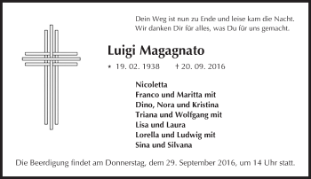 Traueranzeige von Luigi Magagnato von Trauerportal Echo Online